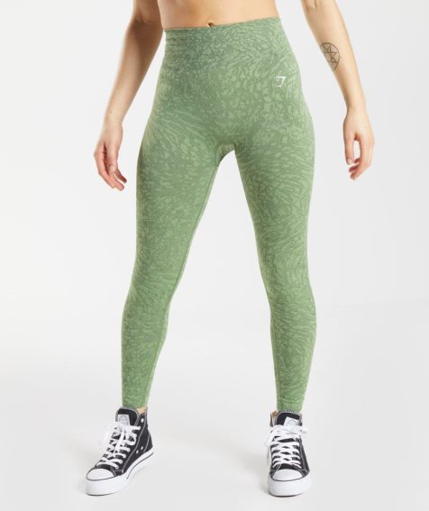 Women's Gymshark Adapt Animal Seamless Leggings Green | NZ 3HNIYF